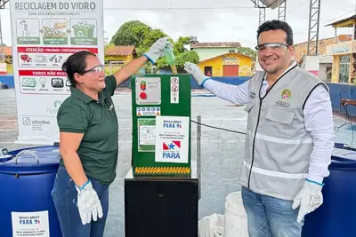 notícia: Semas entrega trituradores de vidro e bombonas para fortalecer economia circular e a conservação ambiental na APA Algodoal-Maiandeua