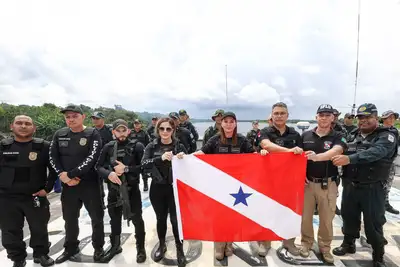 notícia: Governadora Hana Ghassan visita Base Fluvial Antônio Lemos, em Breves, e reforça ações de segurança no Marajó 