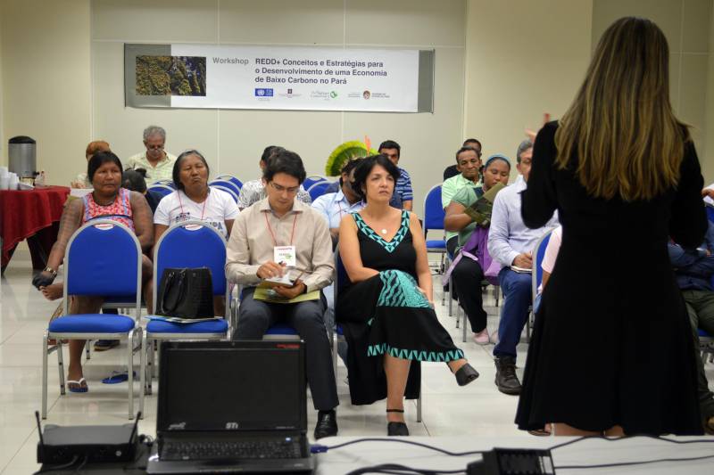 Representantes de etnias indígenas e de comunidades remanescentes de quilombos, junto com técnicos da Secretaria de Estado de Meio Ambiente e Sustentabilidade (Semas), discutiram nesta quarta-feira (14) conceito e estratégias para o desenvolvimento de uma economia de baixo carbono no Pará, no segundo dia do Workshop REDD+.

FOTO: ASCOM SEMAS
DATA: 14.11.2018
BELÉM - PARÁ <div class='credito_fotos'>Foto: ASCOM SEMAS   |   <a href='/midias/2018/originais/0b52e553-68a1-43a5-8152-e3f7db1d1a5e.jpg' download><i class='fa-solid fa-download'></i> Download</a></div>