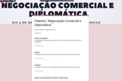 galeria: Inscrições abertas para palestra sobre negociação comercial e diplomática