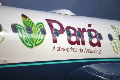 notícia: Avião pousa com a logomarca 'Pará, A Obra-Prima da Amazônia'