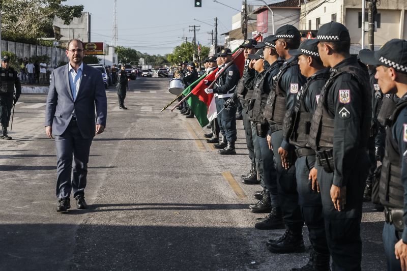 omando de Policiamento Regional VII, sediado em Capanema, no nordeste paraense, completou 12 anos de criação nesta quinta-feira (31), atendendo à população de 19 municípios. O governador do Pará em exercício, Lúcio Vale, participou da celebração, ao lado do ouvidor-geral do Estado, Arthur Houat; do deputado estadual Antônio Tonheiro, e dos prefeitos Chico Neto, de Capanema; Leonardo Vale, de Cachoeira do Piriá; Isaías Neto, de Viseu, e Renata Sousa, de Primavera. <div class='credito_fotos'>Foto: Marcelo Seabra / Ag. Pará   |   <a href='/midias/2019/originais/5622_6f37c79c-d296-ac4c-a44f-3e512a1741d9.jpg' download><i class='fa-solid fa-download'></i> Download</a></div>