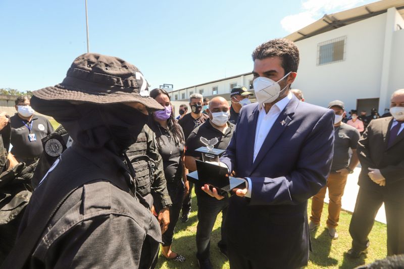 O Governo do Estado inaugurou, nesta segunda-feira (27), o Centro de Recuperação Penitenciário do Pará V (CRPP V). Localizado no Complexo Penitenciário de Americano, no município Santa Izabel, às margens da BR-316, a nova unidade contou com investimento de R$ 11,1 milhões e criou 516 novas vagas no sistema penitenciário estadual. Desde janeiro de 2019, com reformas e novas unidades, o Estado criou 5.290 novas vagas no sistema prisional. <div class='credito_fotos'>Foto: Alex Ribeiro / Ag. Pará | <a href='/midias/2020/originais/6613_67dea6c2-85a4-905a-90d5-4fcb21c99c93.jpg' download><i class='fa-solid fa-download'></i> Download</a></div>