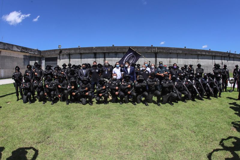 O Governo do Estado inaugurou, nesta segunda-feira (27), o Centro de Recuperação Penitenciário do Pará V (CRPP V). Localizado no Complexo Penitenciário de Americano, no município Santa Izabel, às margens da BR-316, a nova unidade contou com investimento de R$ 11,1 milhões e criou 516 novas vagas no sistema penitenciário estadual. Desde janeiro de 2019, com reformas e novas unidades, o Estado criou 5.290 novas vagas no sistema prisional. <div class='credito_fotos'>Foto: Alex Ribeiro / Ag. Pará | <a href='/midias/2020/originais/6613_851a709f-16cb-46a4-b647-7f5f4f65d317.jpg' download><i class='fa-solid fa-download'></i> Download</a></div>