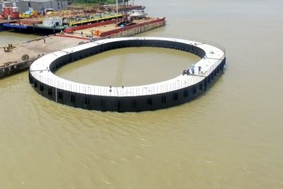 notícia: Setran inicia instalação dos dolfins de proteção da ponte sobre o Rio Moju
