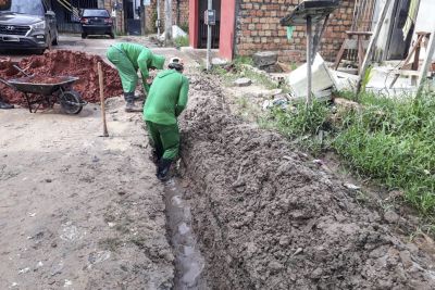 notícia: Obras da Cosanpa em Belém entram na fase final e vão beneficiar 7 mil pessoas