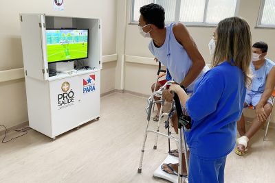 notícia: Videogame é utilizado na fisioterapia de pacientes do Hospital Galileu