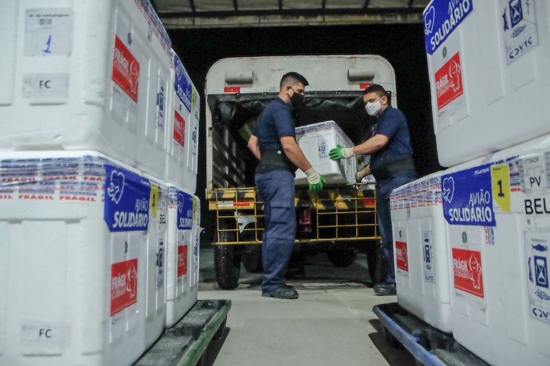 O estado do Pará recebeu, na madrugada desta sexta-feira (9), mais uma remessa de doses de vacina contra a Covid-19 enviada pelo Ministério da Saúde, totalizando 116.200 doses, sendo 52.200 da vacina CoronaVac/Sinovac, produzida pela Fundação Butantan, e 64 mil da Oxford/AstraZeneca, fabricada pela Fundação Oswaldo Cruz (Fiocruz). Agora, o Pará contabiliza o recebimento de um total de 1.447.290 doses.

foto: pedro guerreiro/agpara <div class='credito_fotos'>Foto: Pedro Guerreiro / Ag. Pará   |   <a href='/midias/2021/originais/7522_a95d92cb-3713-fd00-e07d-73369a314c98.jpg' download><i class='fa-solid fa-download'></i> Download</a></div>