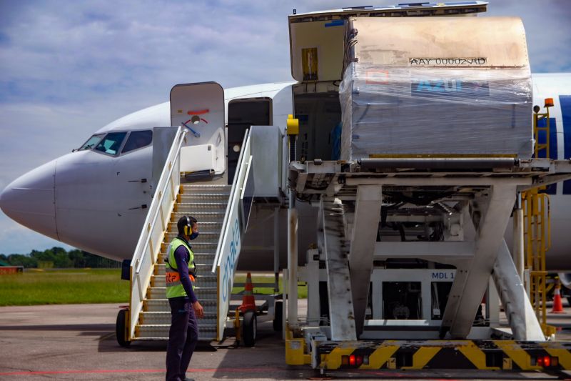 Chegou ao Pará, no final da manhã desta sexta-feira (30), a décima quinta remessa de vacinas contra a Covid-19. Foram enviadas pelo Ministério da Saúde 148.750 doses, sendo 145.750 da Oxford/AstraZeneca, produzida pela Fundação Oswaldo Cruz (Fiocruz), e 3 mil doses da CoronaVac/ Sinovac, imunizante desenvolvido no Brasil pelo Instituto Butantan. 

FOTO: PEDRO GUERREIRO / AG.PARÁ <div class='credito_fotos'>Foto: Pedro Guerreiro / Ag. Pará   |   <a href='/midias/2021/originais/8571_171033b2-4f1f-368c-501b-56214855f05d.jpg' download><i class='fa-solid fa-download'></i> Download</a></div>