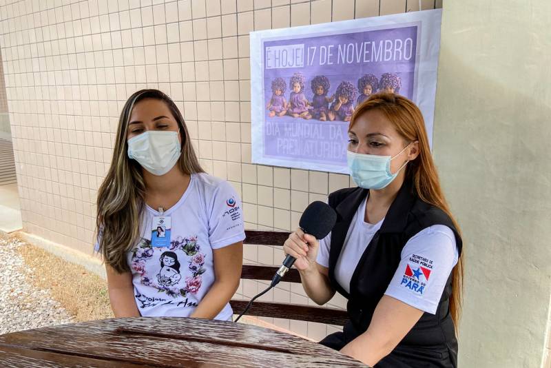 profissionais gravam material educatico sobre prematuridade