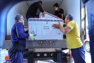 galeria: Pará recebe mais 195 mil doses de vacinas contra covid-19, na tarde desta sexta-feira (20)