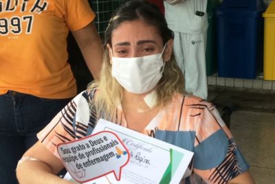 notícia: Após 16 dias na UTI, paciente se recupera da Covid-19 no Hospital Regional em Marabá