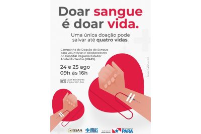 notícia: Hospital Abelardo Santos promove dois dias de captação de doadores de sangue e medula óssea