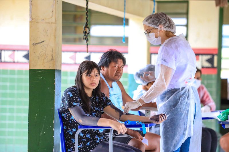 Aldeia Indígena Gaviões Kiykatejê  - Saúde por todo o Pará - Fotos Pedro Guerreiro / AGPARÁ <div class='credito_fotos'>Foto: Pedro Guerreiro / Ag. Pará   |   <a href='/midias/2022/originais/13041_fa922ab2-45e3-4c27-874c-6f0381c554e6.jpg' download><i class='fa-solid fa-download'></i> Download</a></div>