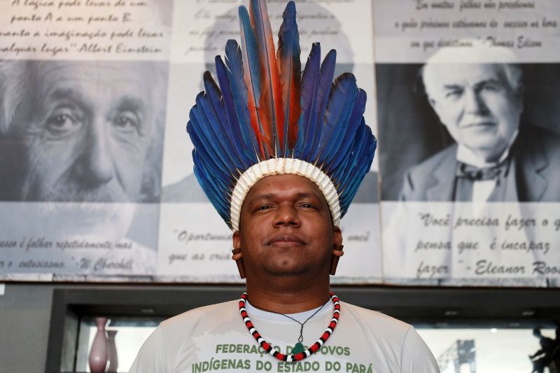 Ronaldo Amanayé, coordenador da Federação dos povos indígenas do Pará (Fepipa) <div class='credito_fotos'>Foto: Bruno Cecim / Ag.Pará   |   <a href='/midias/2022/originais/15541_ab05804d-068a-2981-2e53-e45ca3637e26.jpg' download><i class='fa-solid fa-download'></i> Download</a></div>