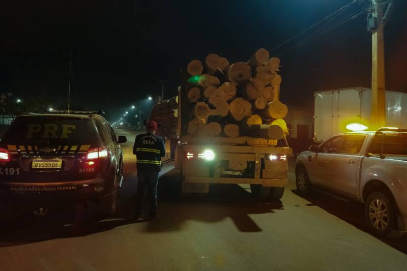 O caminhão apreendido transportava mais de 28 mil metros cúbicos de madeira