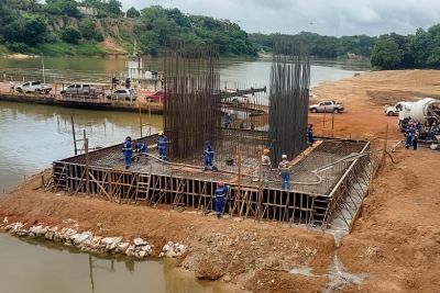 notícia: Construção da ponte sobre o rio Alto Capim avança com a concretagem de blocos