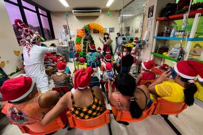 notícia: Pacientes do Hospital Oncológico Infantil se encantam com árvore viva da 'Caixa de Teatro'