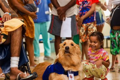 notícia: Pet Terapia: Ação faz a alegria de crianças internadas no Hospital Metropolitano, em Ananindeua