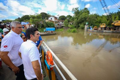 notícia: Governador Helder Barbalho faz vistoria às obras de construção da ponte sobre o Furo da Laura, no município de Colares