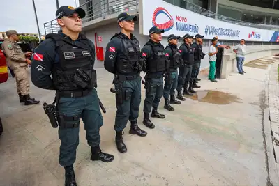 notícia: Segurança Pública reforça policiamento para garantir tranquilidade de torcedores durante jogo entre Flamengo e Botafogo, em Belém