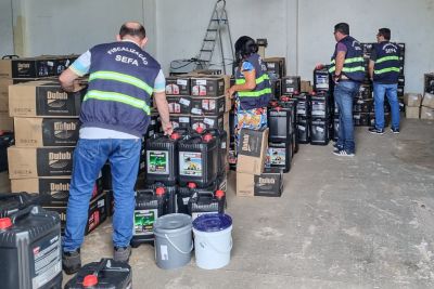 notícia: Sefa apreende 620 kg de óleo lubrificante de veículos em Dom Eliseu