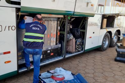 notícia: Sefa apreende R$ 25 mil em mercadorias em ônibus de passageiros