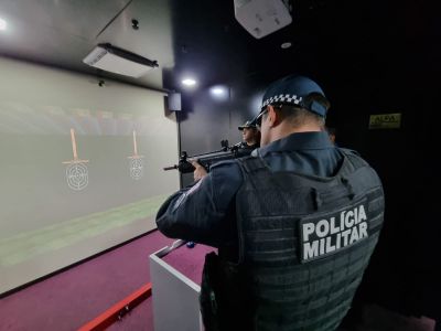 notícia: Marabá recebe estande simulador de tiros da Polícia Militar