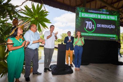 notícia: Governador do Estado anuncia redução de 70% em áreas com alertas de desmatamento, no Pará, no mês de agosto