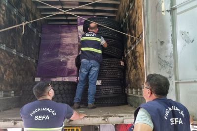 notícia: Fiscais da Sefa apreendem 70 pneus de caminhonete na BR-010, em Dom Eliseu