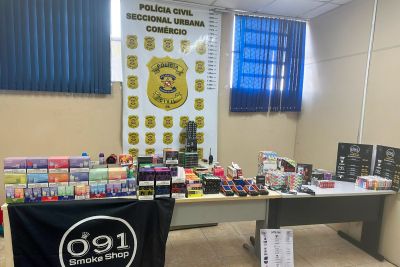 notícia: Polícia Civil apreende mais de 800 cigarros eletrônicos na Região Metropolitana de Belém