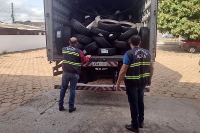 notícia: Secretaria da Fazenda apreende 300 pneus em Dom Eliseu 