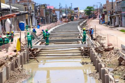 notícia: Obra de macrodrenagem alcança metade da extensão do Canal da Gentil, em Belém