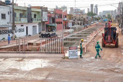 notícia: Obra do Canal da Gentil Bittencourt inicia construção de nova ponte na Travessa Segunda de Queluz