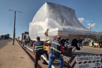 notícia: Sefa apreende lancha, carreta e baterias de veículos em Dom Eliseu