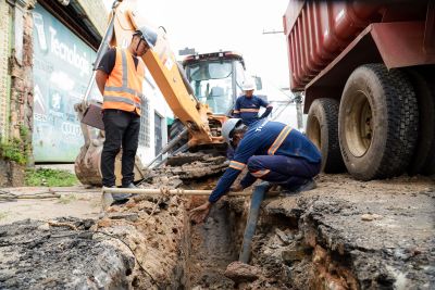 notícia: Obra de saneamento na Rua 28 de Setembro, em Belém, será estendida até o próximo sábado (30)