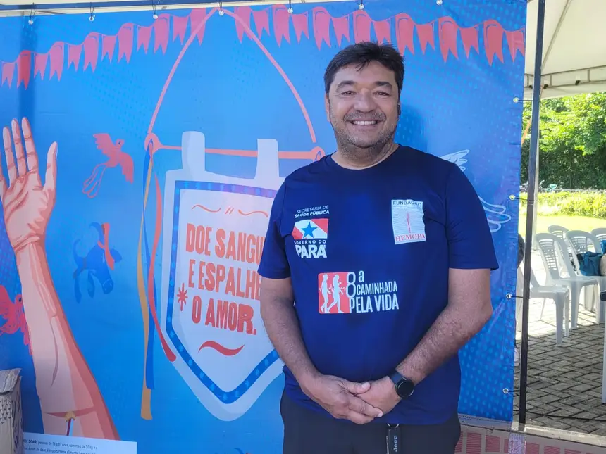 Foto: Felipe Borges - Ascom/Hemopa Paulo Bezerra, presidente da Fundação Hemopa: caminhada no Utinga simboliza a força da solidariedade para salvar vidas