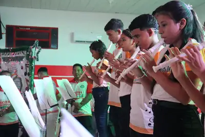 notícia: Fundação Carlos Gomes realiza entrega de instrumentos musicais e oficinas em municípios do Estado