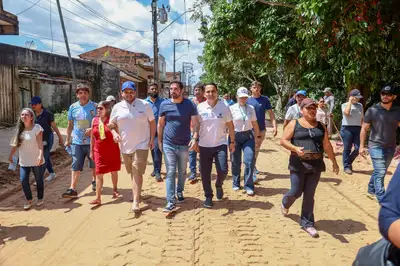 notícia: Estado e Prefeitura acompanham avanço das obras do "Asfalto COP30" no bairro da Marambaia