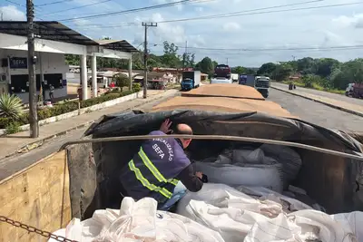 notícia: Sefa apreende 50 toneladas de fertilizantes irregulares no posto fiscal do Gurupi, em Cachoeira do Piriá