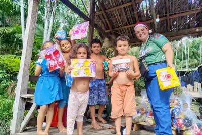 notícia: Natal Solidário do HRPM leva acolhimento e esperança a 400 famílias do Marajó