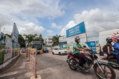 notícia: Obra de saneamento da Visconde de Souza Franco avança com mudança no trânsito nesta terça-feira (14)