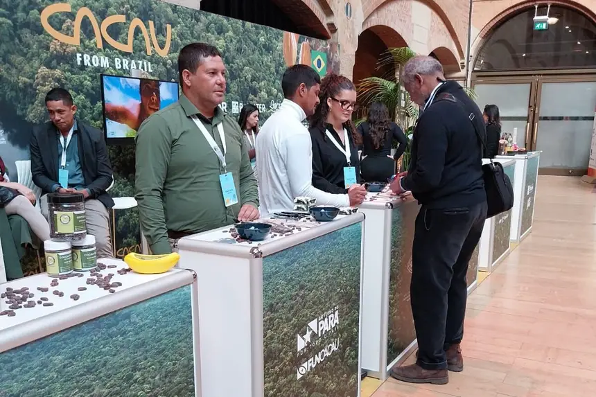 A amêndoa  de cacau produzida no Pará está sendo apresentada na feira do chocolate, na Holanda.