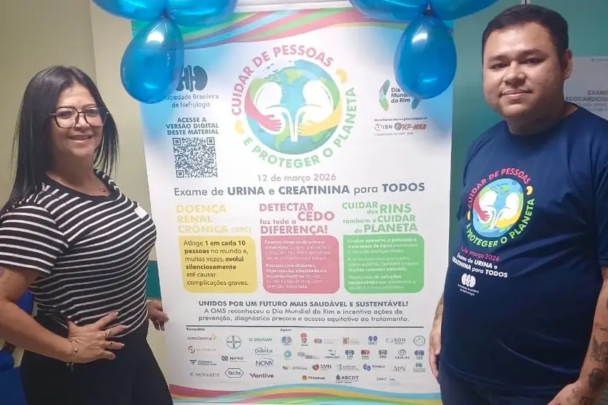Usuária Simone Pantoja de Freitas e psicólogo Vinicius Vanzaler