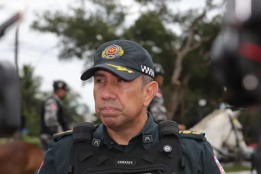 Coronel Giorgio Mariúba, chefe do Departamento Geral de Operações (DGO) da PMPA <div class='credito_fotos'>Foto: Bruno Cruz / Ag. Pará &nbsp;&nbsp;|&nbsp;&nbsp; <a href='/midias/2026/originais/20260430132106-GF00026985-F00517022.jpg' download><i class='fa-solid fa-download'></i> Download</a></div>