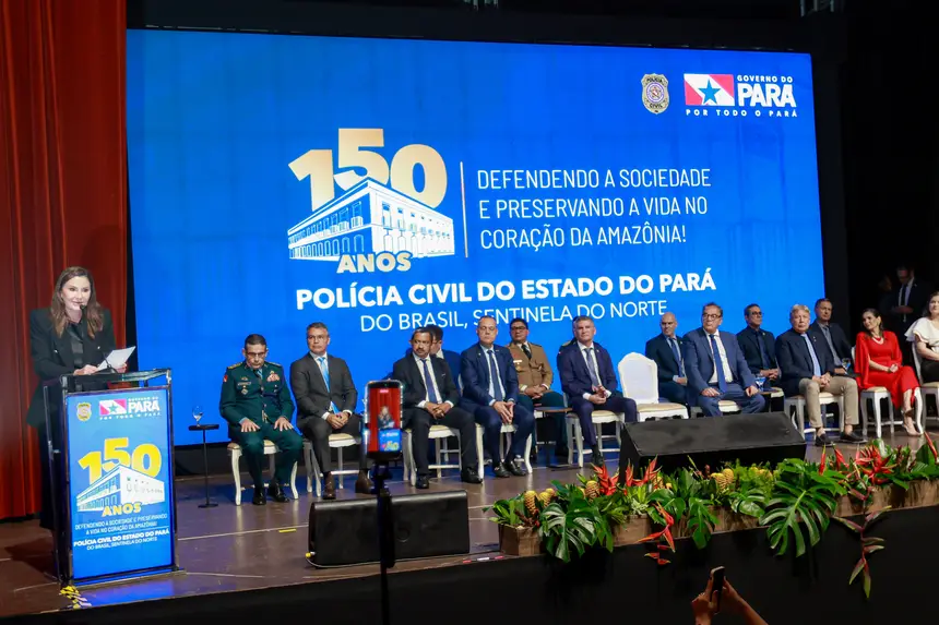 Governadora Hana Ghassan, durante o anúncio da progressão para mais de 1.500 policiais civis