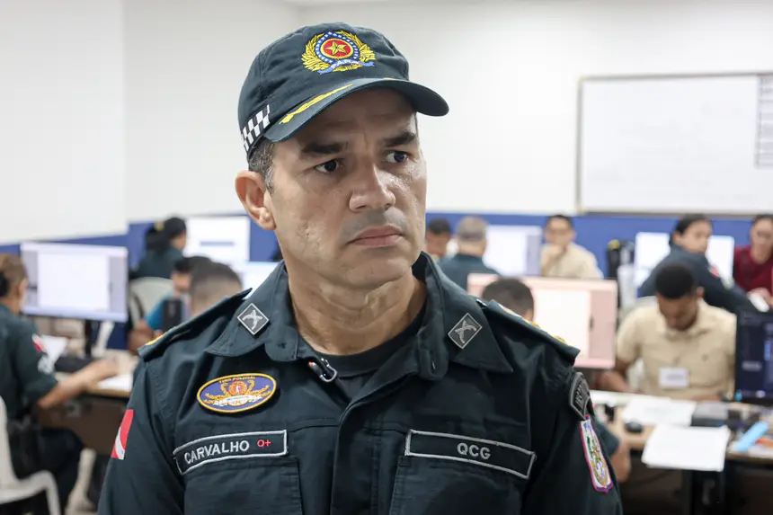 Tenente coronel Alcicley Carvalho, chefe da seção técnica do DGP <div class='credito_fotos'>Foto: Bruno Cecim / Ag. Pará &nbsp;&nbsp;|&nbsp;&nbsp; <a href='/midias/2026/originais/20260504122831-GF00027005-F00517982.jpg' download><i class='fa-solid fa-download'></i> Download</a></div>