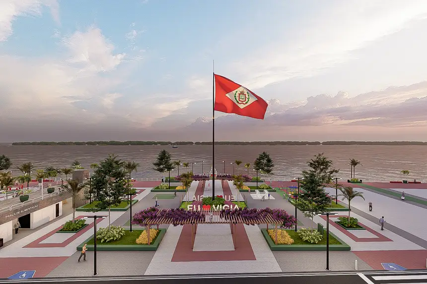 Imagem projetada de como ficará a nova orla da cidade