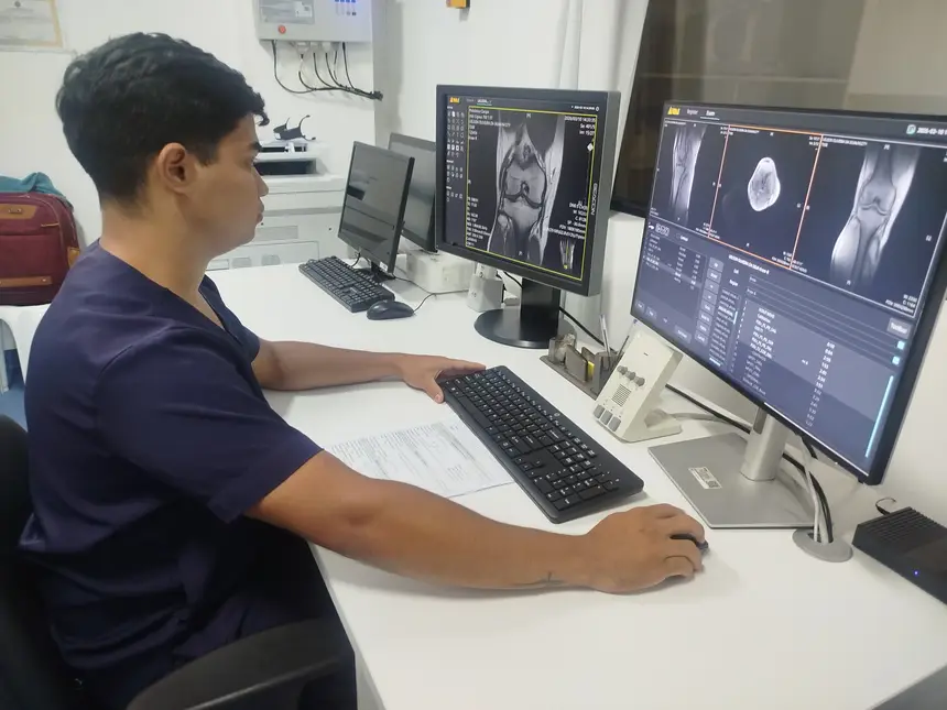 As imagens obtidas nos exames são avaliadas por profissionais especializados, auxiliando na definição de condutas médicas.
