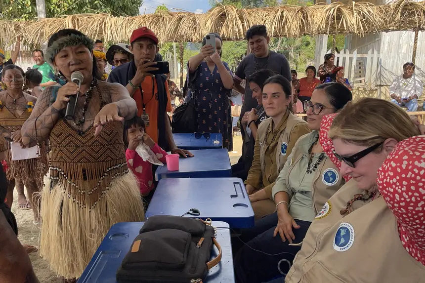 Reunião de integrantes da Corte Interamericana de Direitos Humanos com indígenas Munduruku, na aldeia Jacarezinho, em Santarém, em setembro de 2026